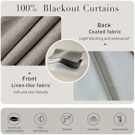 100% Blackout French Door Curtain- Privacy Thermal Insulated Door Window Curtain - Image 4