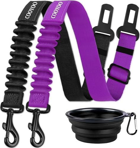 COOYOO Dog Seat Belt, 3 Piece Set Retractable Dog Car Harness Adjustable by COOYOO