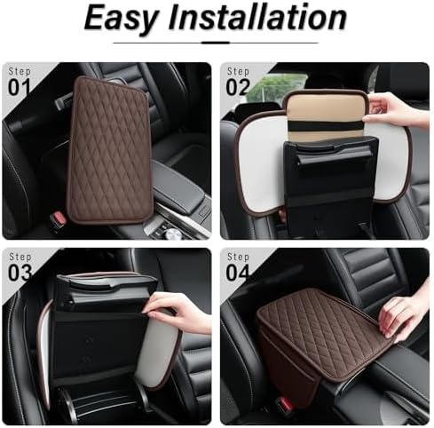 Amiss Car Center Console, Upgraded Leather Car Armrest Cushion, Fits Most - Image 4