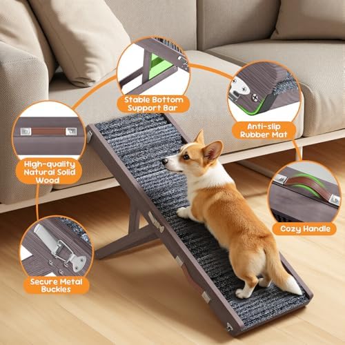 Pawaboo Dog Ramp for Couch Foldable, 5 Ajustable Height from 9.8" to 20.5" - Image 3