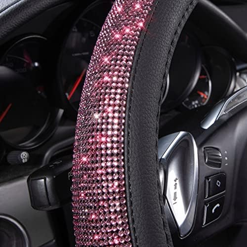CAR PASS Bling Diamond Leather Steering Wheel Cover, Bling Sparkly Crystal - Image 3