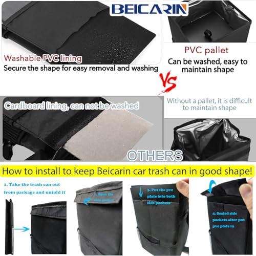 Beicarin Car Trash Can with Lid - Image 2