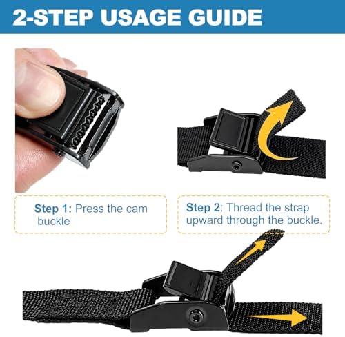 Adjustable Cam Buckle Lashing Straps, Tie Down Straps, 4 Pack - Image 4