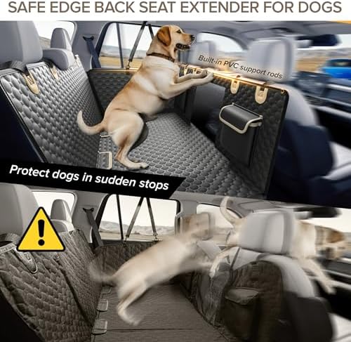 Back Seat Extender for Dogs, PVC Rods Support and Hard Bottom Car Seat Cover - Image 3