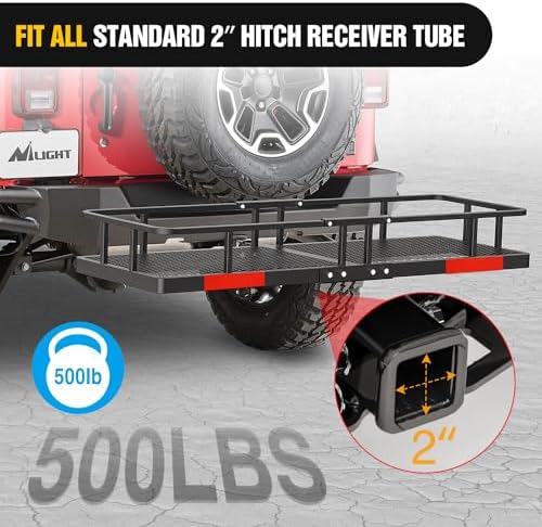 Nilight 60" x 24"x 7.87" Carrier & 5/8" Pin Clip Fits 2-Inch Receiver 500 Lbs - Image 5