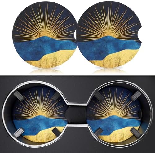 2 Pack Car Cup Holder Coaster, 2.63 inch Anti Slip Insert Absorbent Ceramic Car by Heainaiyoo