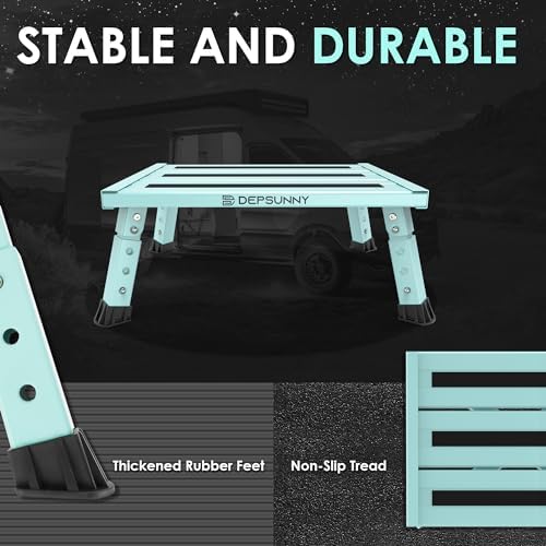 Adjustable RV Step Stool, Wide Platform, Foldable Legs - Image 3