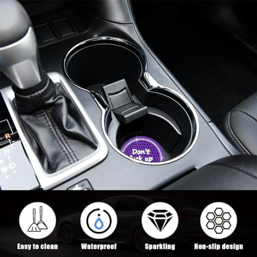 Ziciner 4 Pack Bling Car Cup Holder Coaster, 2.75 Inch Anti-Slip Auto Insert - Image 3