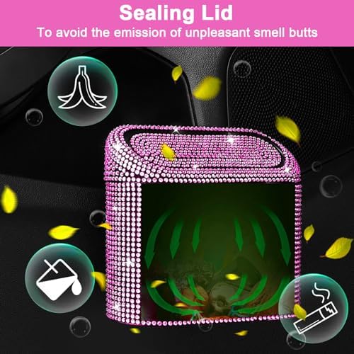 Accmor Car Trash Can with Lid, Mini Auto Dustbin Garbage Can, Car Accessories - Image 6