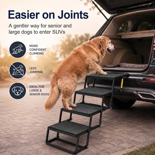 4-Step Heavy Duty Dog Stairs for Large Dogs, Car & SUV, 20-24 in - Image 3