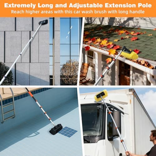 12FT Car Wash Brush with Long Handle Telescoping Extension Pole Angle Adapter - Image 7