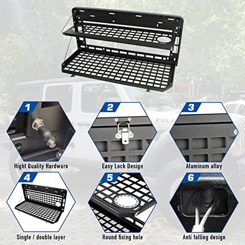 2-Tier Tailgate Table Rear Foldable Storage Cargo Rack Outdoor Camping Desk - Image 3