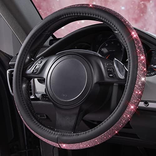 CAR PASS Bling Diamond Leather Steering Wheel Cover, Bling Sparkly Crystal - Image 4