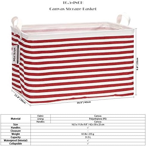 Sea Team Rectangle Open-Top Canvas Storage Basket - Image 6