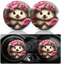 2Pcs Hedgehog Car Coasters, 2.75" Neoprene Rubber Cars Cup Holder Coasters by Databa