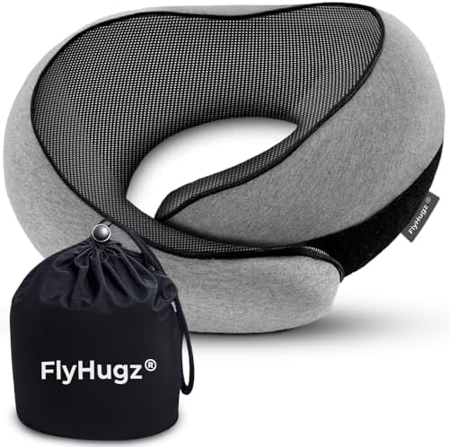 FlyHugz® Neck Travel Pillow Memory Foam Neck Pillow by FlyHugz%C2%AE
