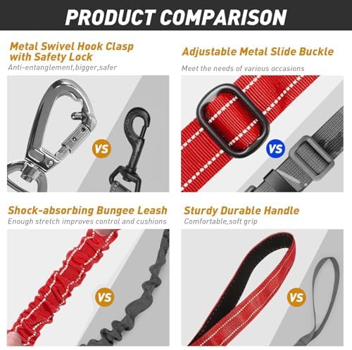 AUBELL Tactical Dog Leash Heavy Duty, 4-6ft No Pull Bungee Leash - Image 5