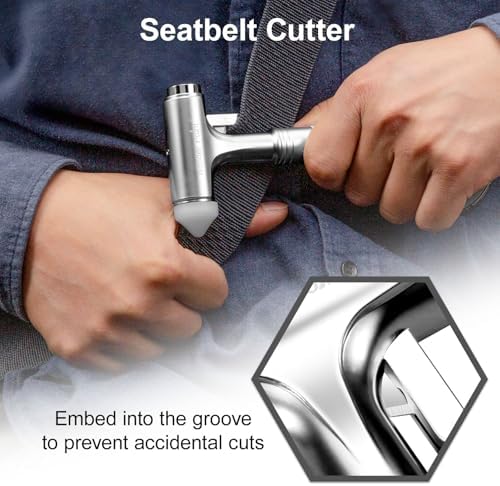 Car Window Breaker and Seatbelt Cutter, All-Metal Safety Hammer - Image 6