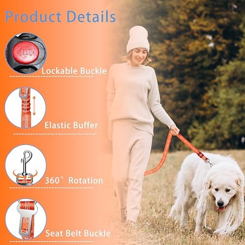 Seyezo Dog Car Seat Belt for Car, 2 Piece Set Retractable Dog Car Harness - Image 2