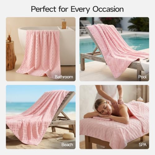 REDKISS Pink Microfiber Bath Towels Lagre - Image 7