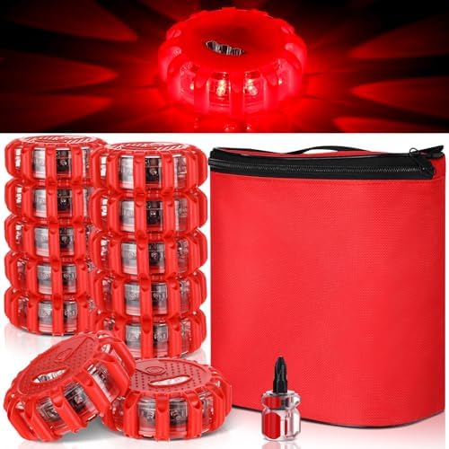 Tallew 12 Pack LED Road Flares Emergency Lights, 9 Flash Modes by Tallew