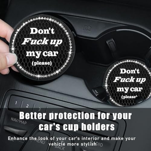 2 PCS Bling Car Cup Coaster, 2.75 Inch Anti-Slip Cup Holder Insert Coasters - Image 4