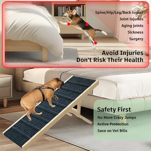 Dog Ramp for Bed, 43.5" Long Wooden Foldable Dog Ramp, 6 Adjustable Heights - Image 6