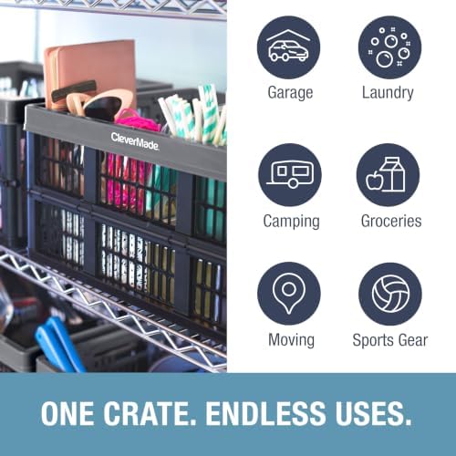 CleverMade Collapsible Utility Crate - 45L - Stone - Image 3