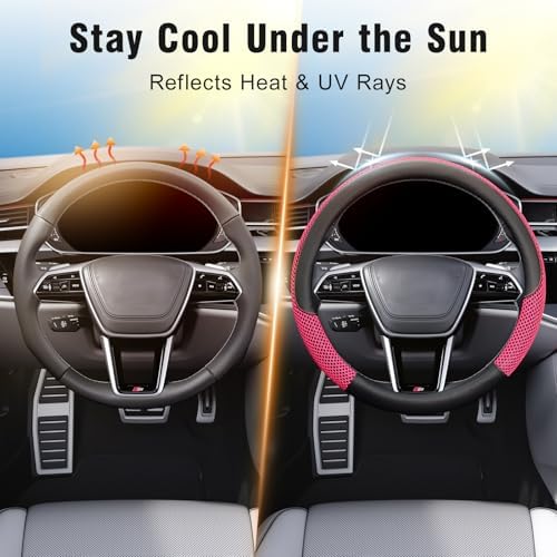 KAFEEK Steering Wheel Cover, Cooling Ice Silk, Universal 15 Inch - Image 4