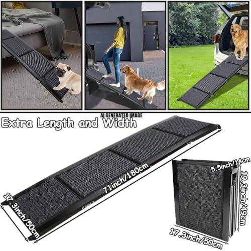 GaliGali Dog Ramp for Car, Portable Folding Pet Stair 71" Long&19.7" Wide - Image 3