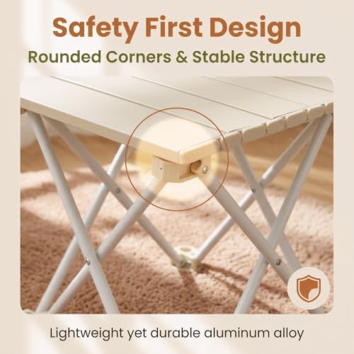 Folding Small Camping Table, Portable Aluminum Camp Table White - Image 5
