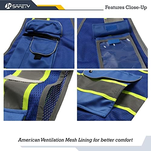 JKSafety Safety Vest for Men Women Reflective Hi Vis JK100 Blue 4XL - Image 4