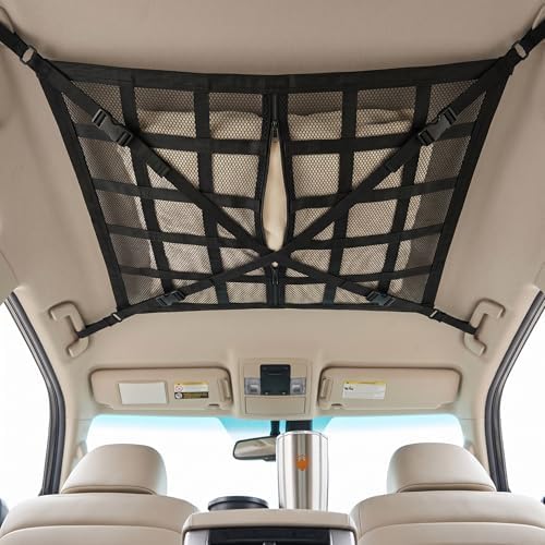 1 PC Car Ceiling Cargo Net Pocket, 31.5" x 21.6" Double-layer Roof Storage - Image 6