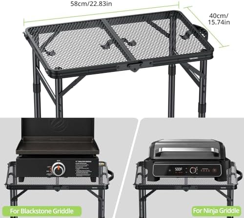 2ft Portable Grill Table, Heat-Resistant Tabletop 3 Heights 27.5" - Image 5