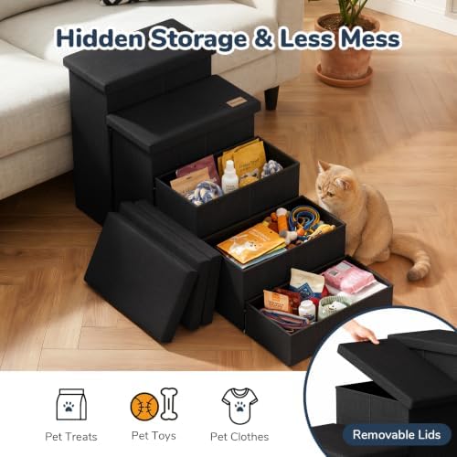 5-Step Wide Dog Stairs with Storage 23" H, Non-Slip Sturdy Pet Steps - Image 4