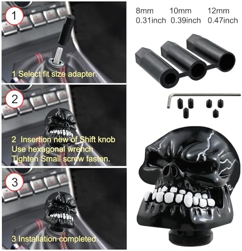 Skull Shift Knob Cars Truck Gear Shifter Stick Handle SUV Black - Image 4