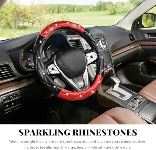 Bling Car Steering Wheel Cover, 15 Inch Diamond Leather Anti-Slip Auto Steering - Image 5
