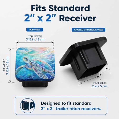 Trailer Hitch Covers Underwater Sea Turtle Heavy Duty 2 Inch Hitch Cover - Image 2