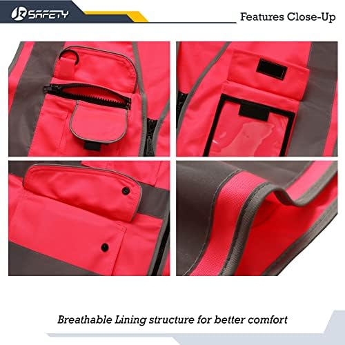 JKSafety Safety Vest for Men Women Reflective Hi Vis JK150 Pink L - Image 2