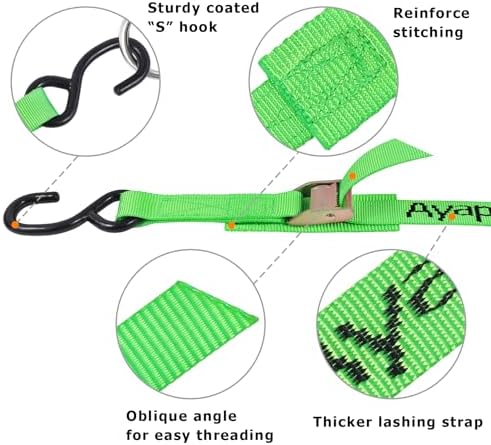 Ayaport Cam Buckle Tie Down Straps 6 feet, 4 Pack - Image 3