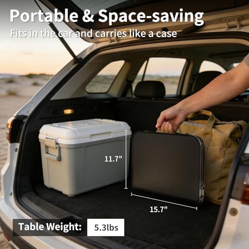 Small Camping Table 2Ft X 1.3Ft, Aluminum Portable Adjustable Table - Image 3