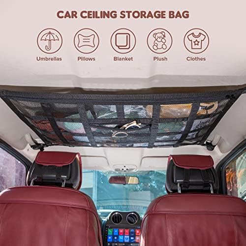 Car Ceiling Cargo Net, 35.4" x 23.6" Double Layer Overhead Storage Organizer - Image 5