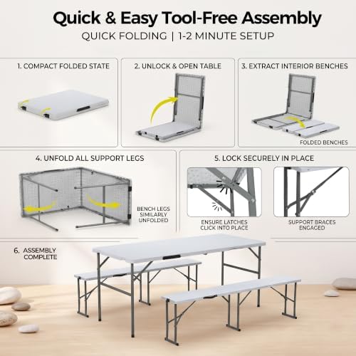 ZENY Folding Picnic Table Set - Image 5