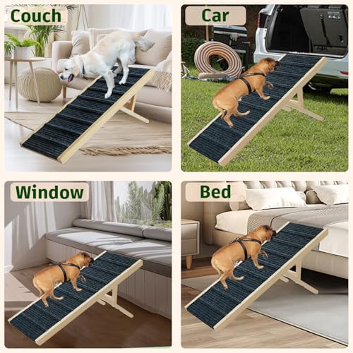 Dog Ramp for Bed, 43.5" Long Wooden Foldable Dog Ramp, 6 Adjustable Heights - Image 7