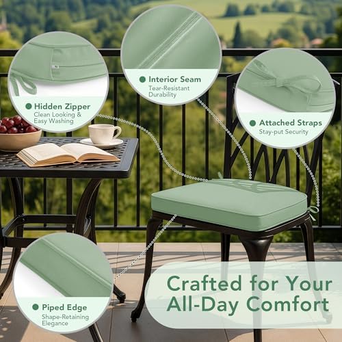 Outdoor Chair Cushions Set of 2: Waterproof & Fade Resistant Patio Furniture - Image 4