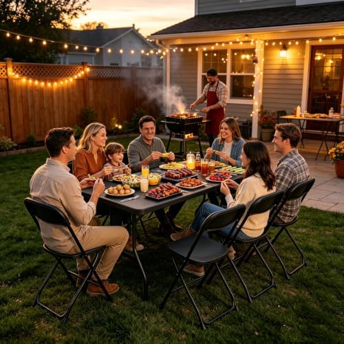 7-Piece Black Plastic 8FT Folding Table - Image 2