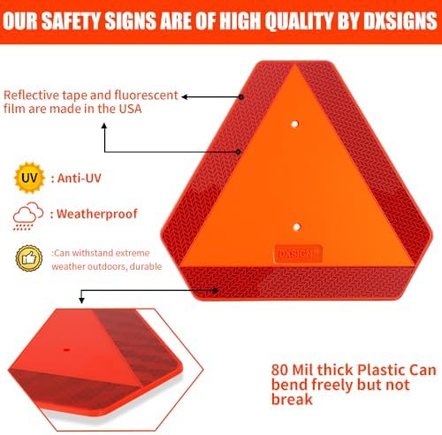 Slow Moving Vehicle Sign Triangle Sign 14"x16" Engineering Grade Reflective Up - Image 3