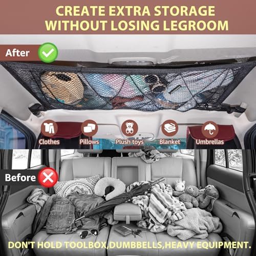 Car Ceiling Cargo Net 35.4" x 23.6", Double Layer Roof Storage Organizer - Image 3