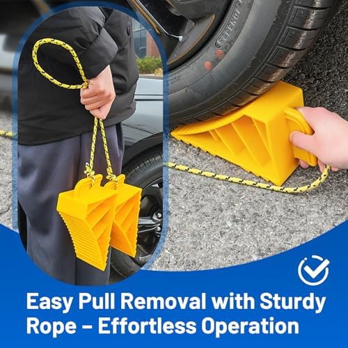 ROBLOCK 2 PCS Wheel Chocks for Travel Trailers, Heavy Duty Yellow Tire Stoppers - Image 6