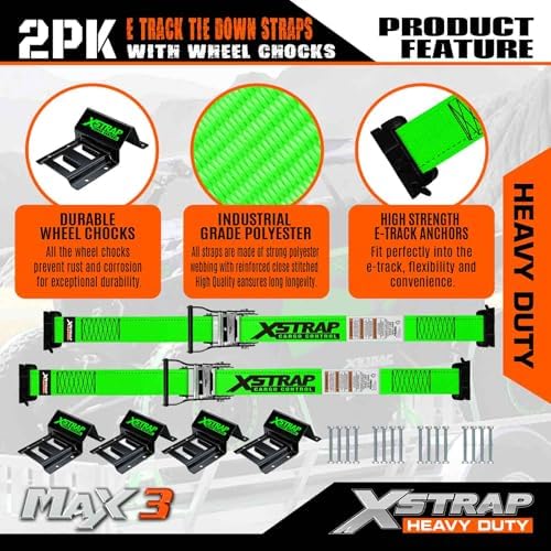XSTRAP STANDARD 2-PK Wheel Chock E-Track Tie Down Straps Kit - Image 5